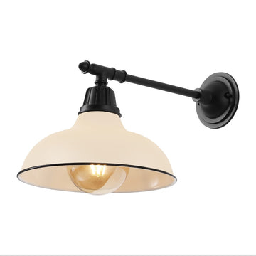 Wallace 12.25" Farmhouse Industrial Indoor/Outdoor Iron LED Victorian Arm Outdoor Sconce